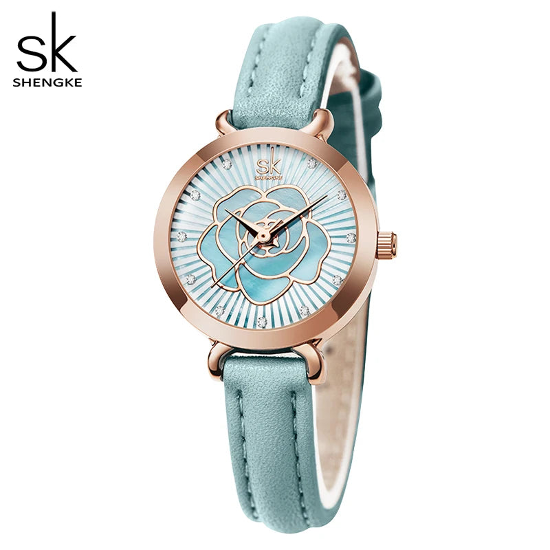 Relógio feminino Romantic com pulseira de couro